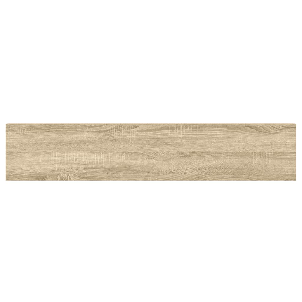 2 db tölgyszínű és fehér MDF lebegő fali polc 120x23,5x3,8 cm