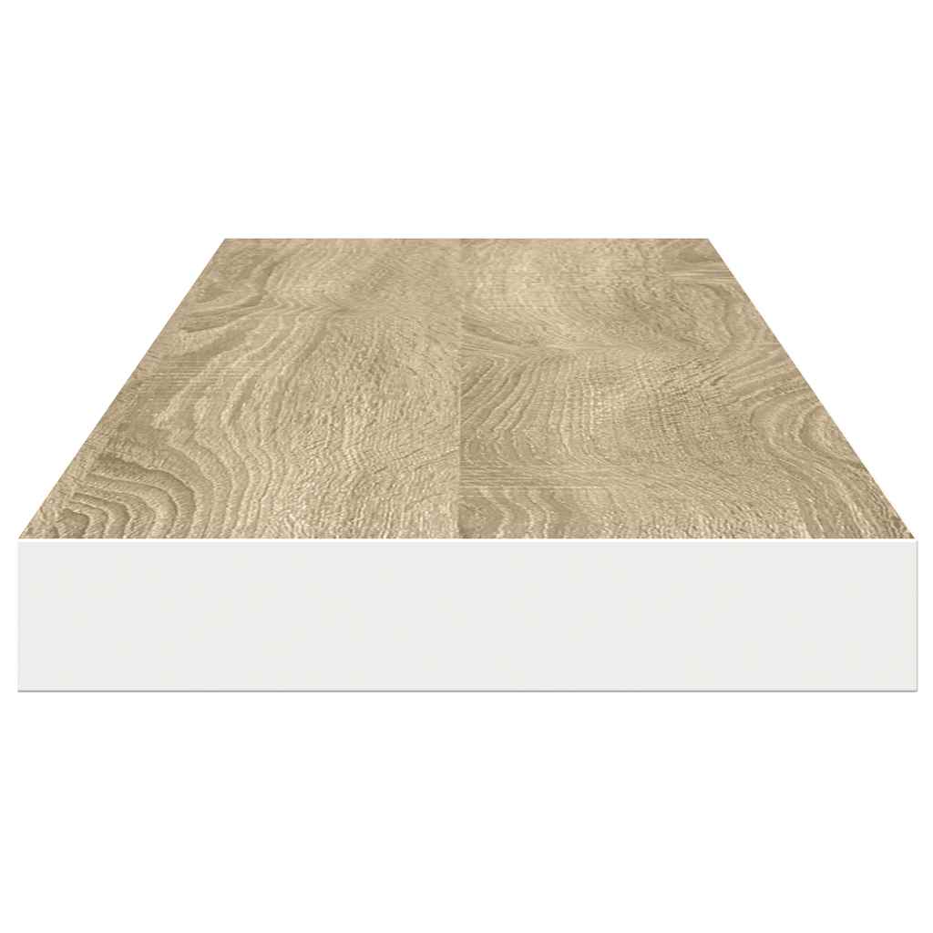 4 db tölgyszínű és fehér MDF lebegő fali polc 120x23,5x3,8 cm