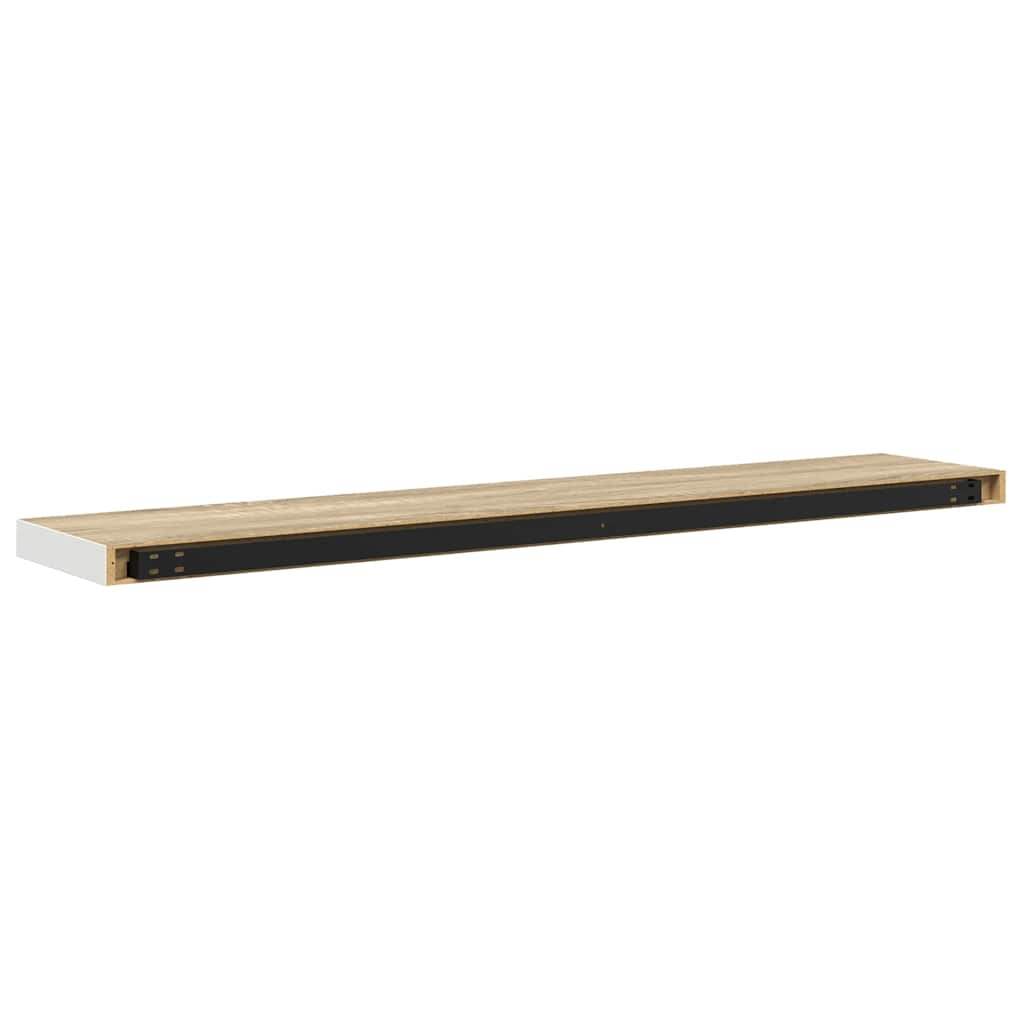 4 db tölgyszínű és fehér MDF lebegő fali polc 120x23,5x3,8 cm