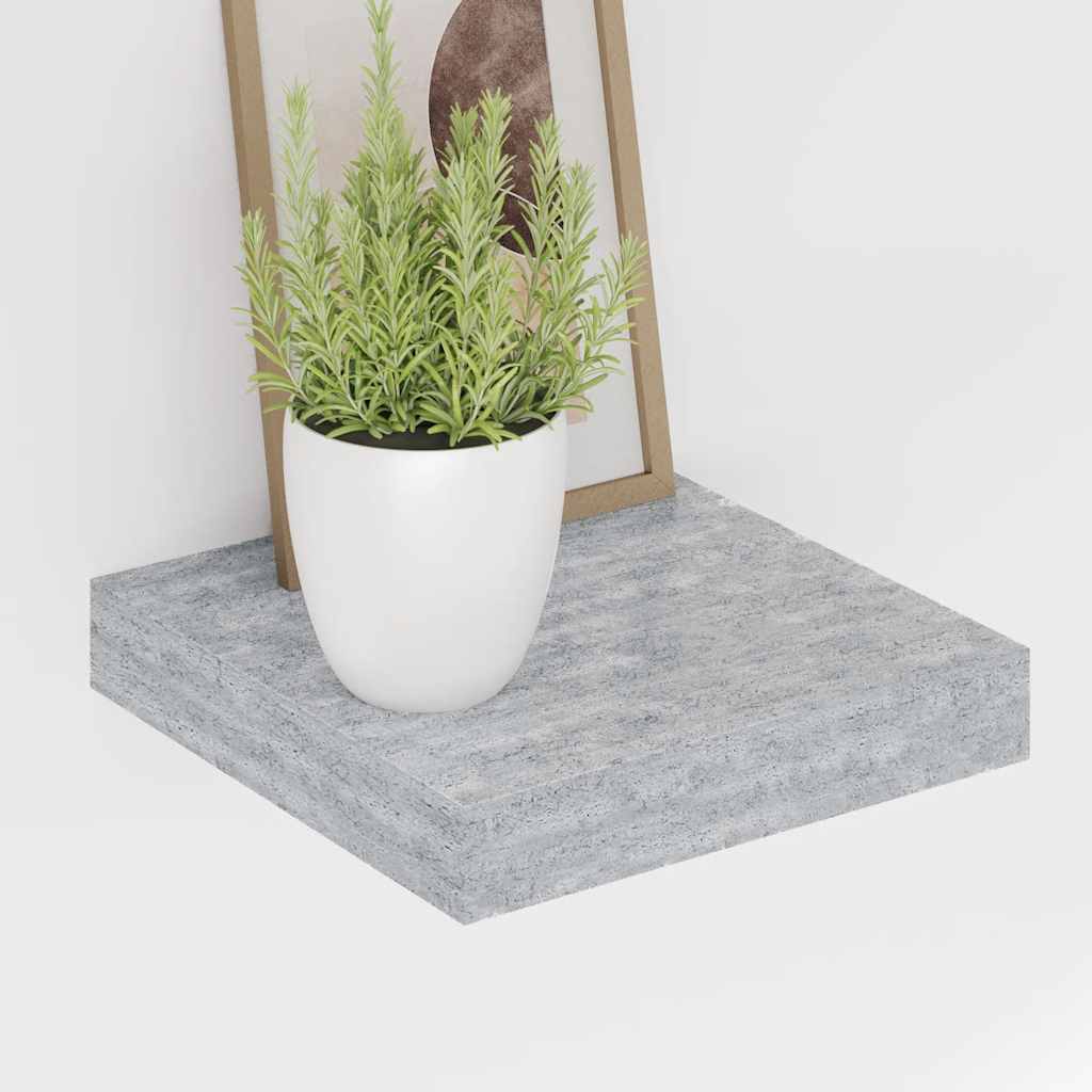 betonszürke MDF lebegő fali polc 23 x 23,5 x 3,8 cm