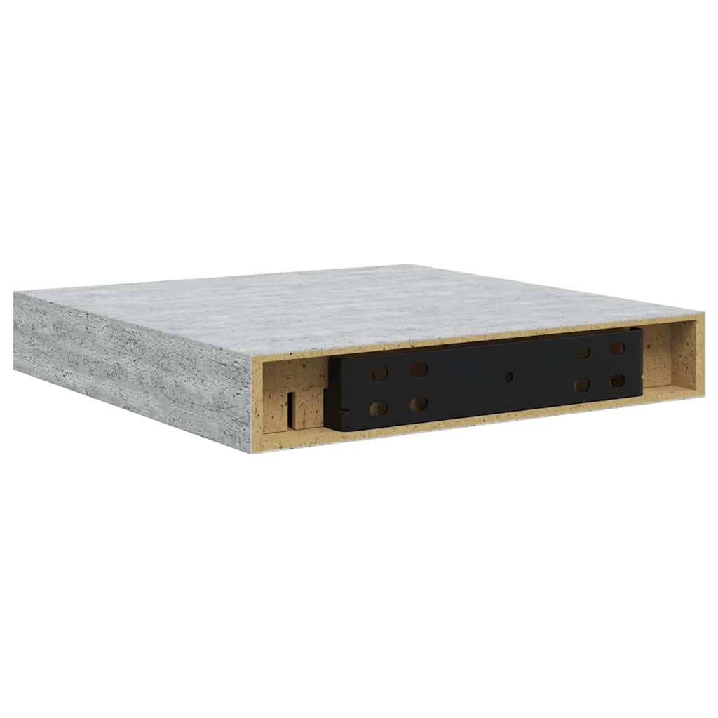 betonszürke MDF lebegő fali polc 23 x 23,5 x 3,8 cm