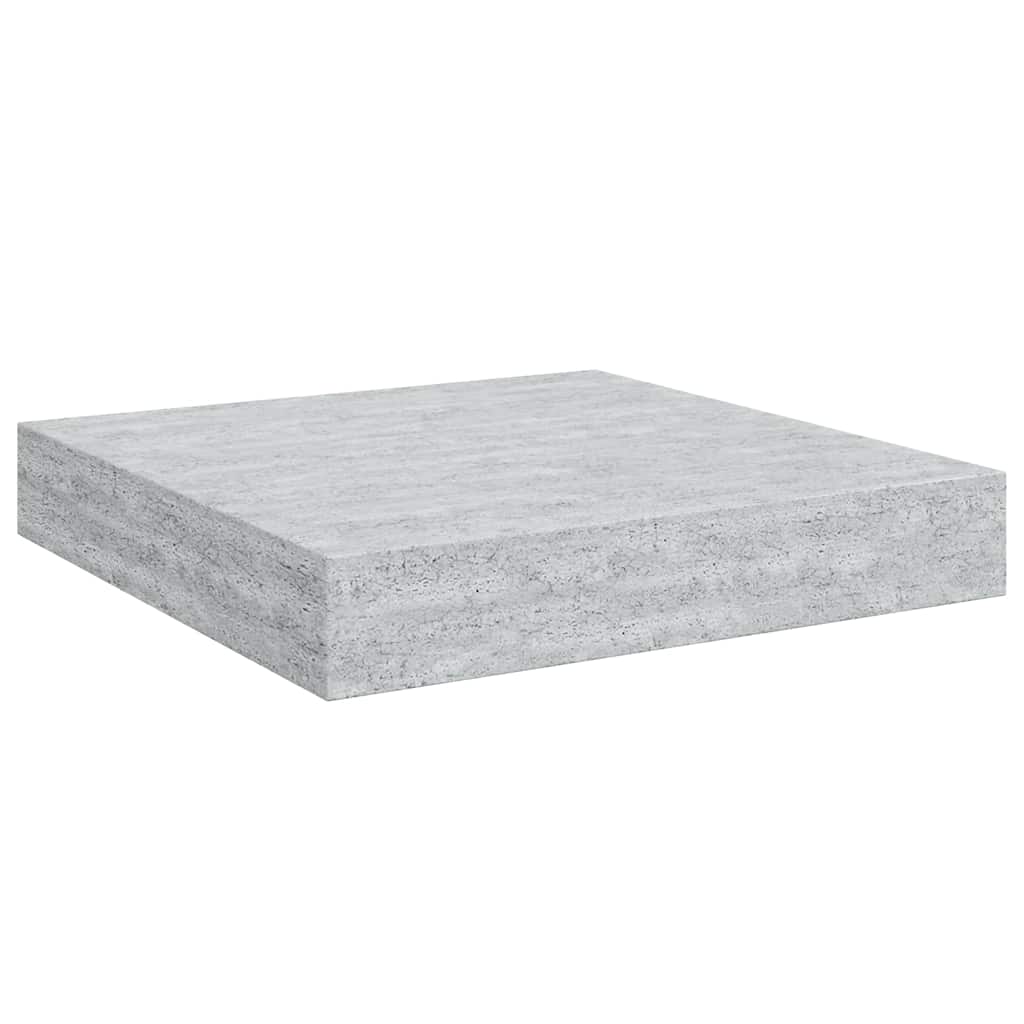 2 db betonszürke MDF lebegő fali polc 23 x 23,5 x 3,8 cm