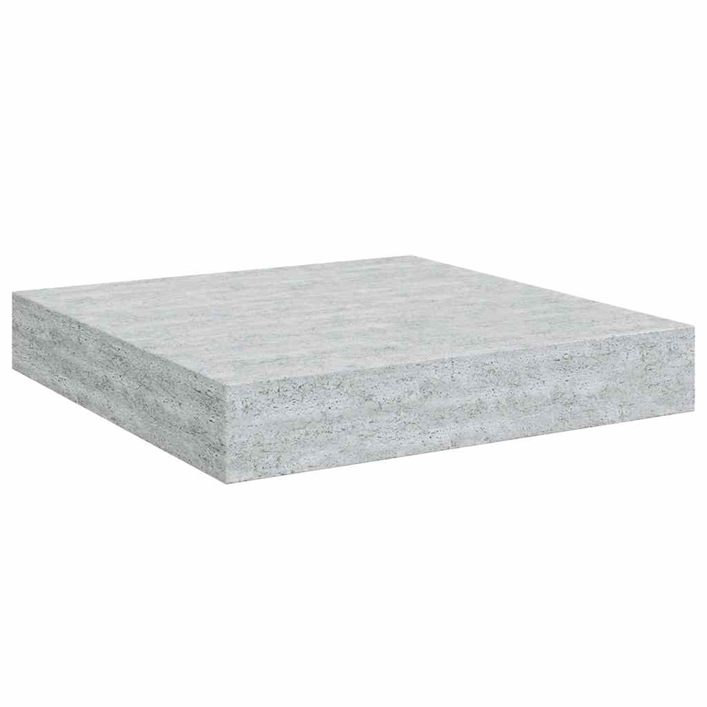 4 db betonszürke MDF lebegő fali polc 23 x 23,5 x 3,8 cm