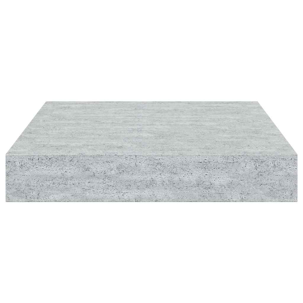 4 db betonszürke MDF lebegő fali polc 23 x 23,5 x 3,8 cm
