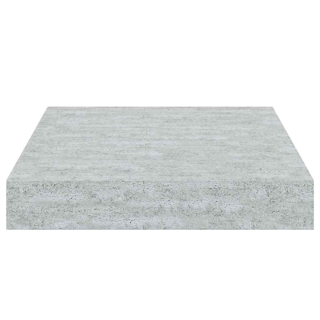 4 db betonszürke MDF lebegő fali polc 23 x 23,5 x 3,8 cm