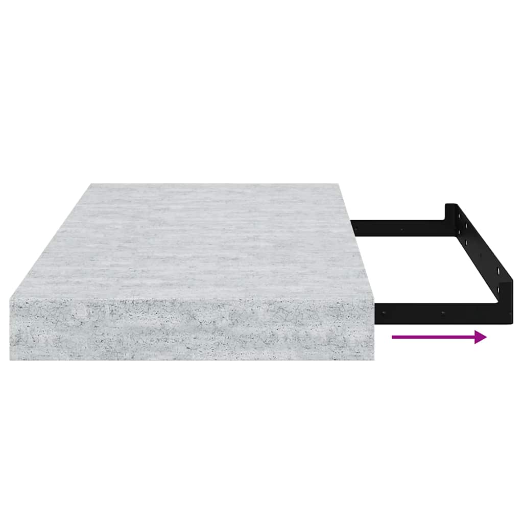 betonszürke MDF lebegő fali polc 40 x 23,5 x 3,8 cm