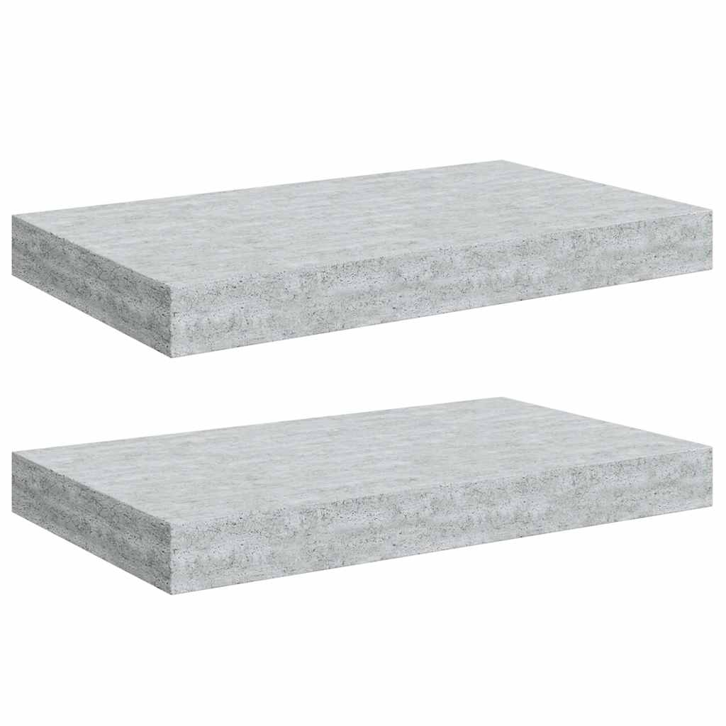 2 db betonszürke MDF lebegő fali polc 40 x 23 x 3,8 cm