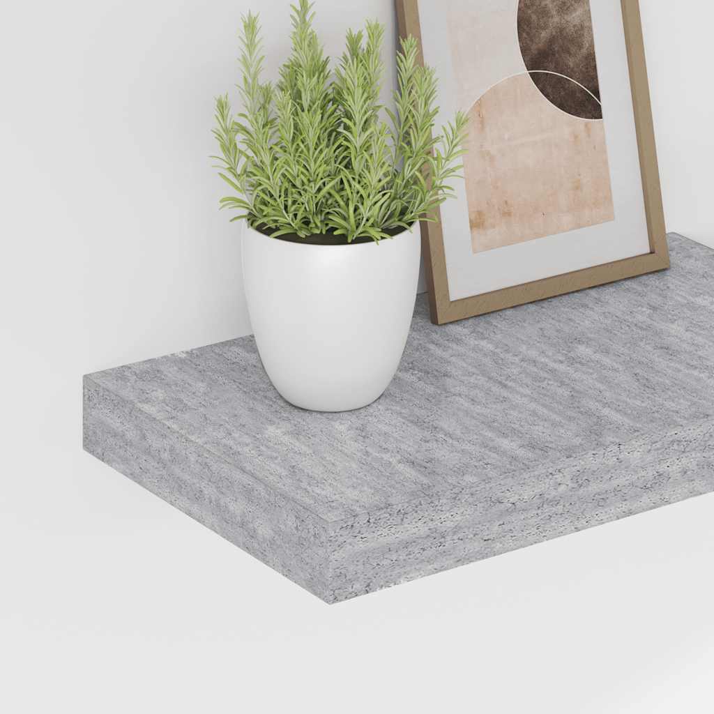 2 db betonszürke MDF lebegő fali polc 40 x 23 x 3,8 cm
