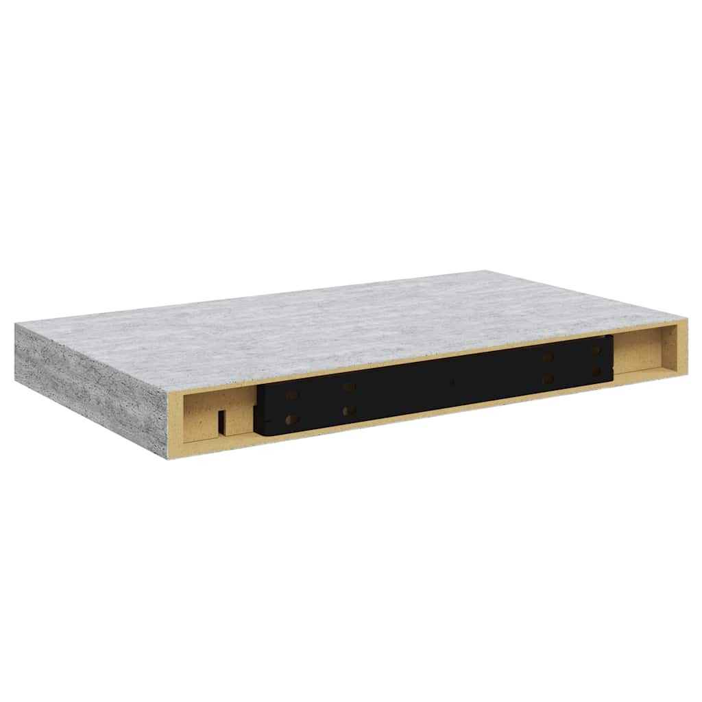 4 db betonszürke MDF lebegő fali polc 40 x 23,5 x 3,8 cm