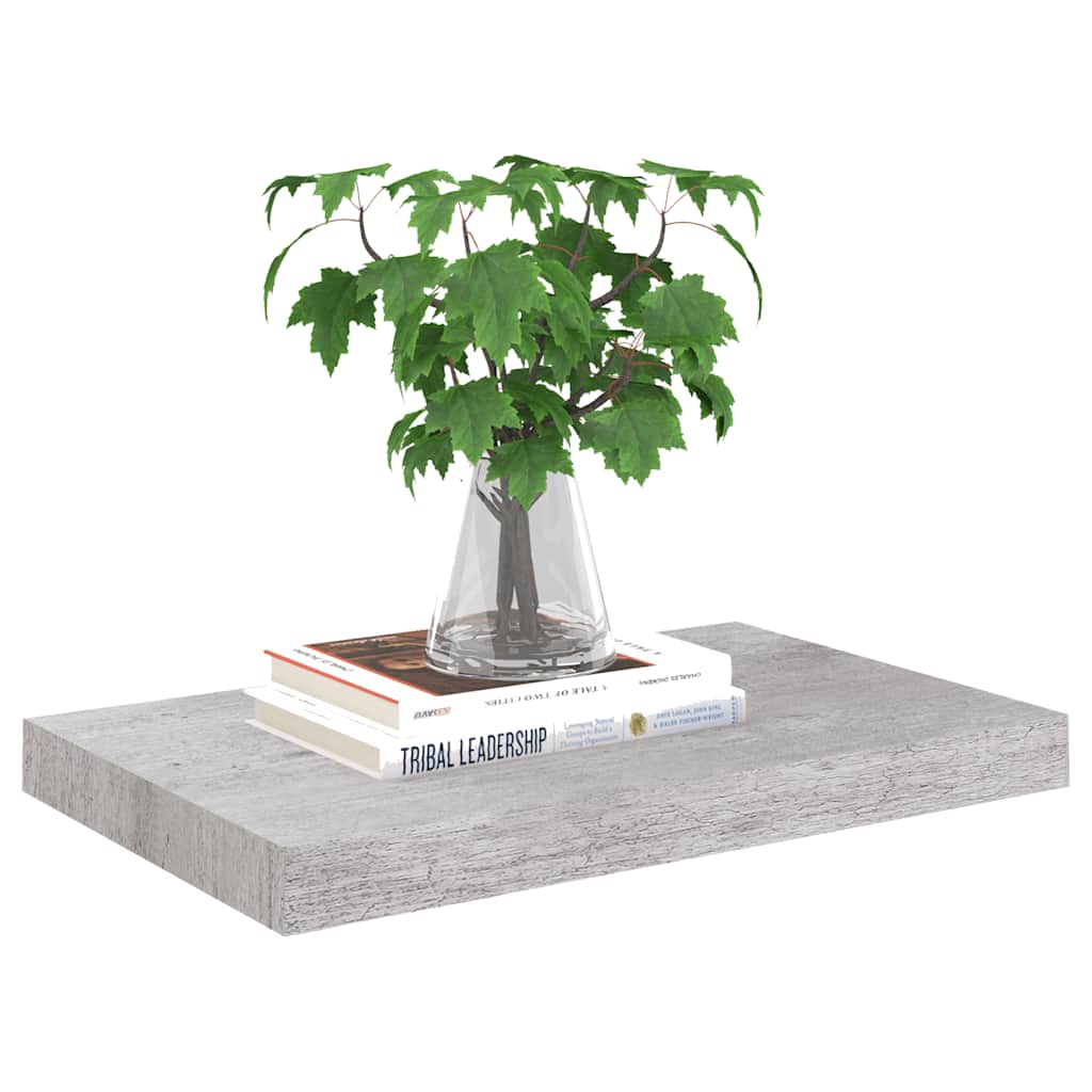 betonszürke MDF lebegő fali polc 50 x 23,5 x 3,8 cm