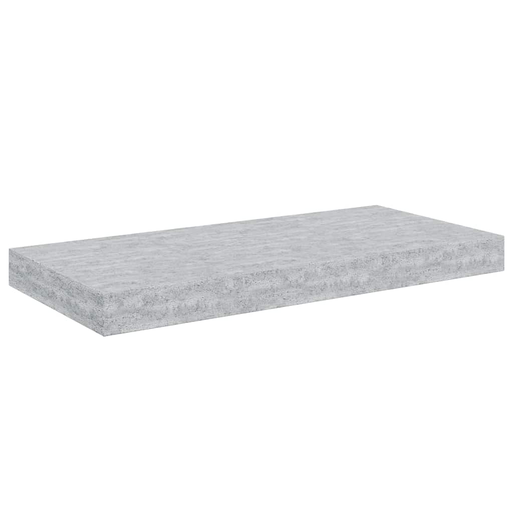 2 db betonszürke MDF lebegő fali polc 50 x 23,5 x 3,8 cm