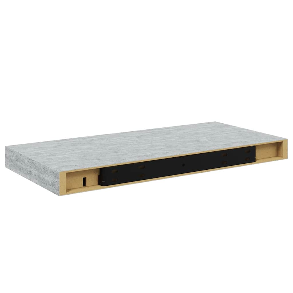 4 db betonszürke MDF lebegő fali polc 50 x 23,5 x 3,8 cm