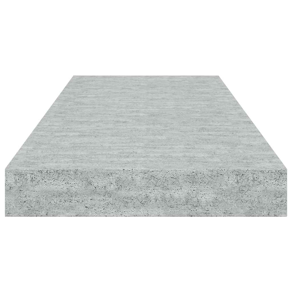 2 db betonszürke MDF lebegő fali polc 60 x 23,5 x 3,8 cm