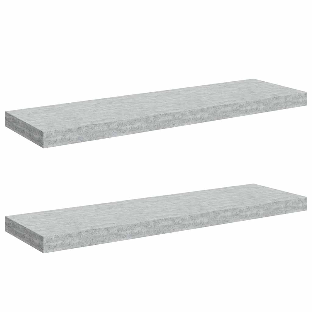 2 db betonszürke MDF lebegő fali polc 80 x 23,5 x 3,8 cm