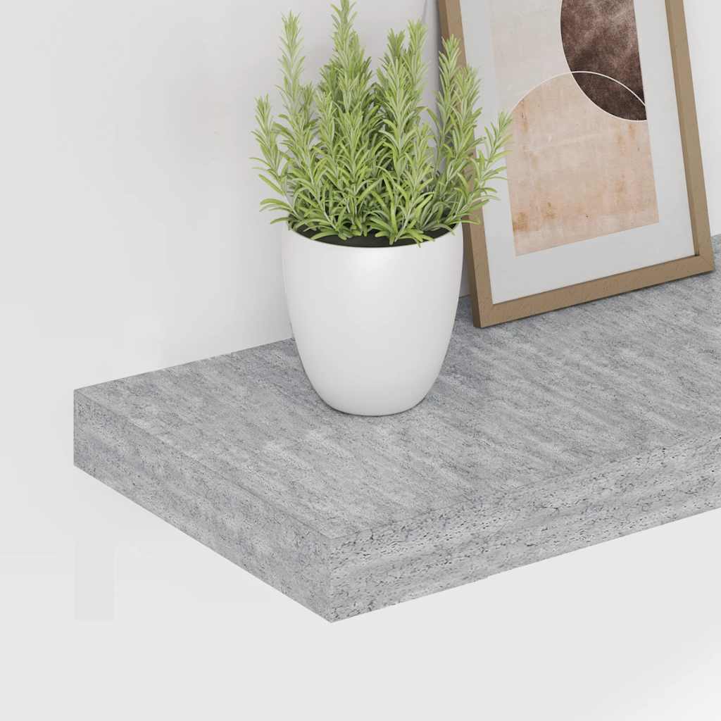 4 db betonszürke MDF lebegő fali polc 80 x 23,5 x 3,8 cm