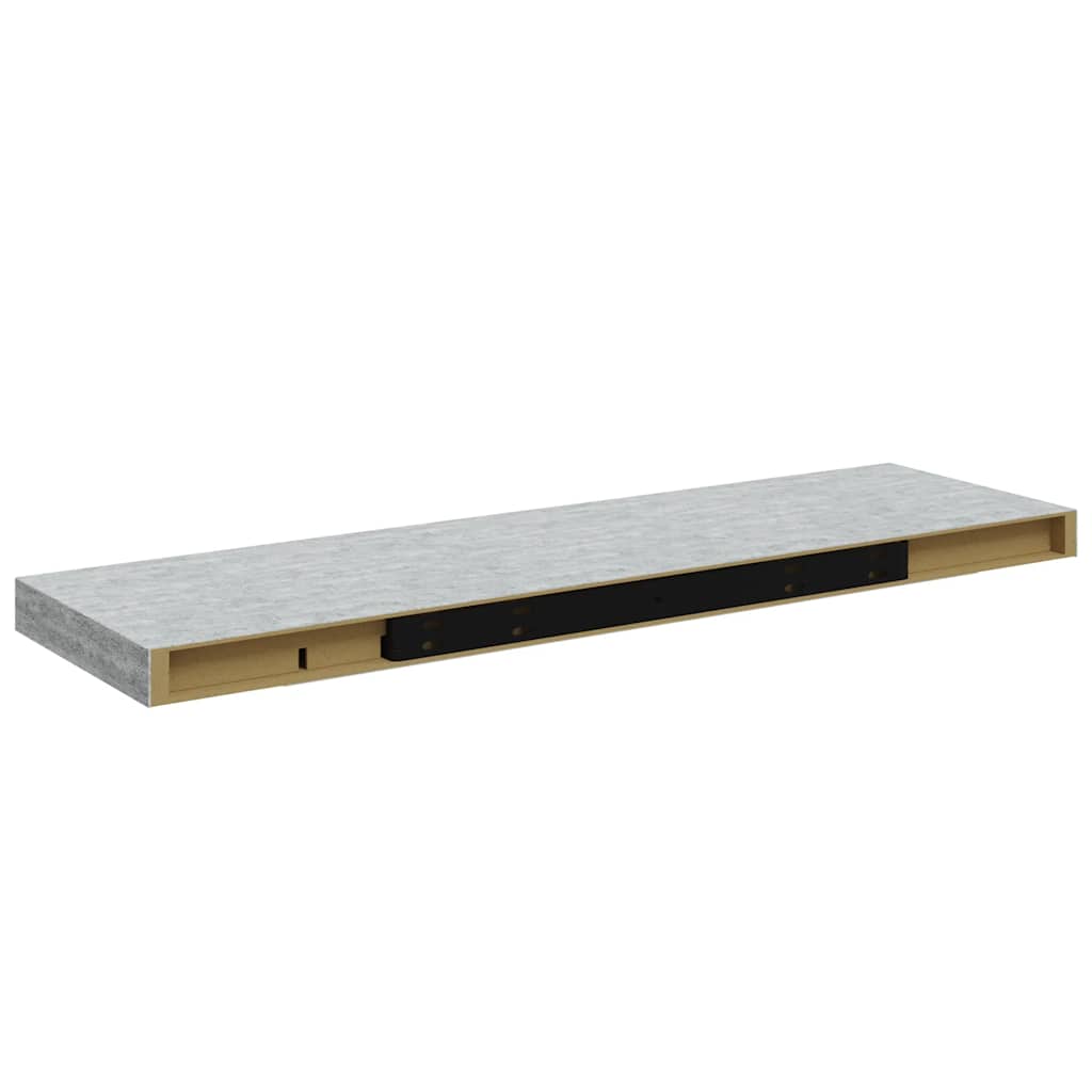 4 db betonszürke MDF lebegő fali polc 80 x 23,5 x 3,8 cm