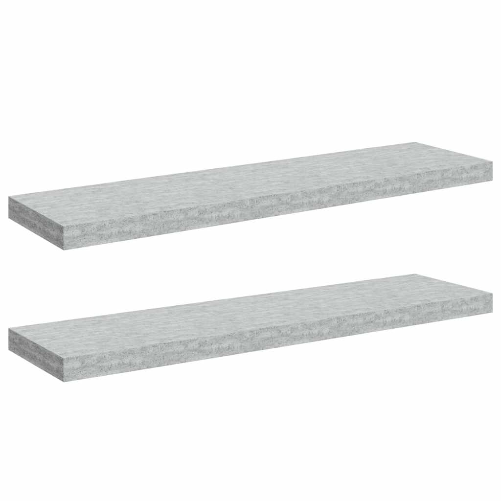 2 db betonszürke MDF lebegő fali polc 90 x 23,5 x 3,8 cm