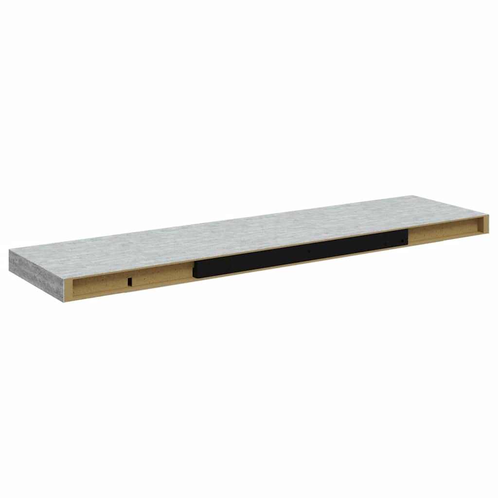 2 db betonszürke MDF lebegő fali polc 90 x 23,5 x 3,8 cm