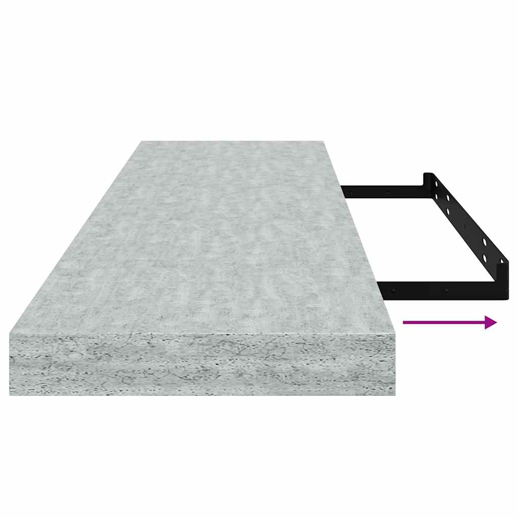 2 db betonszürke MDF lebegő fali polc 90 x 23,5 x 3,8 cm