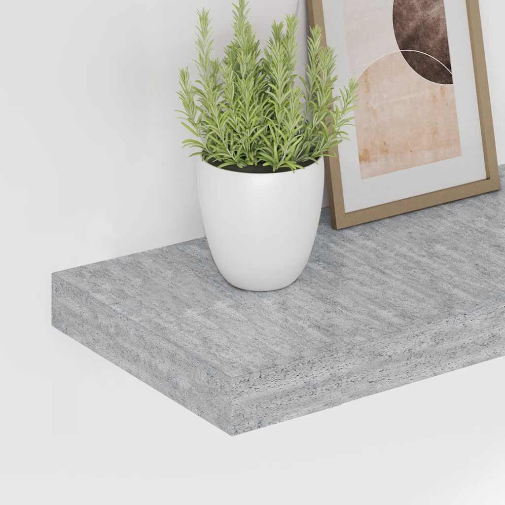 betonszürke MDF lebegő fali polc 120 x 23,5 x 3,8 cm