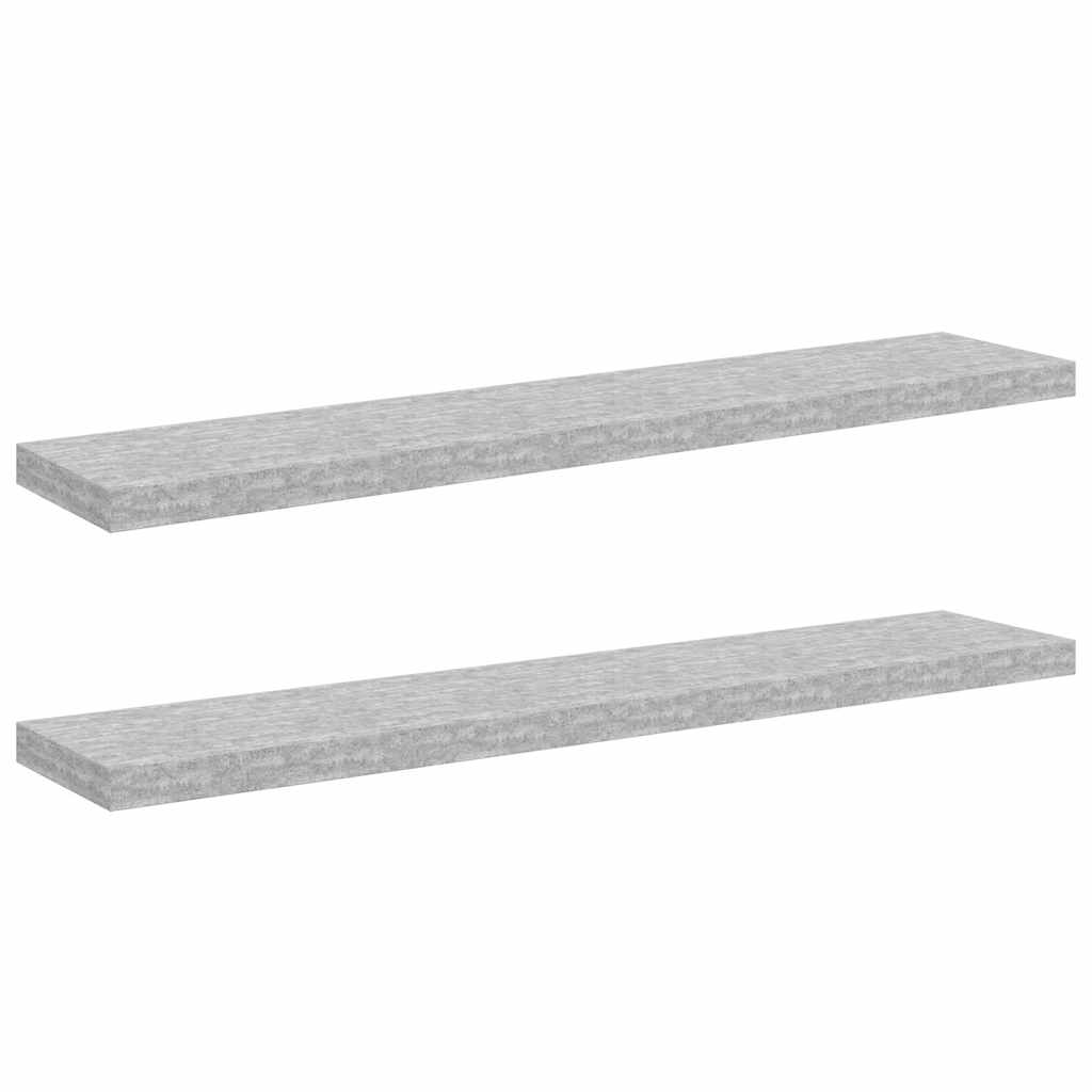 2 db betonszürke MDF lebegő fali polc 120 x 23,5 x 3,8 cm