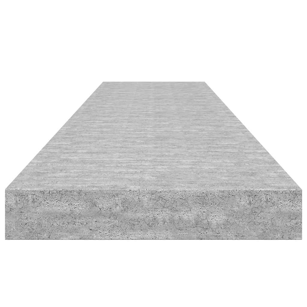 2 db betonszürke MDF lebegő fali polc 120 x 23,5 x 3,8 cm