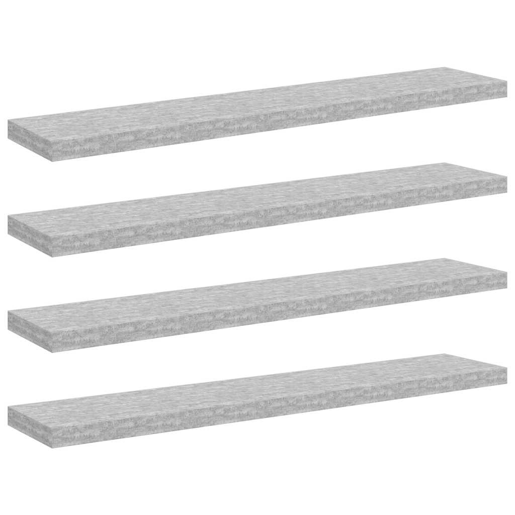 4 db betonszürke MDF lebegő fali polc 120 x 23,5 x 3,8 cm