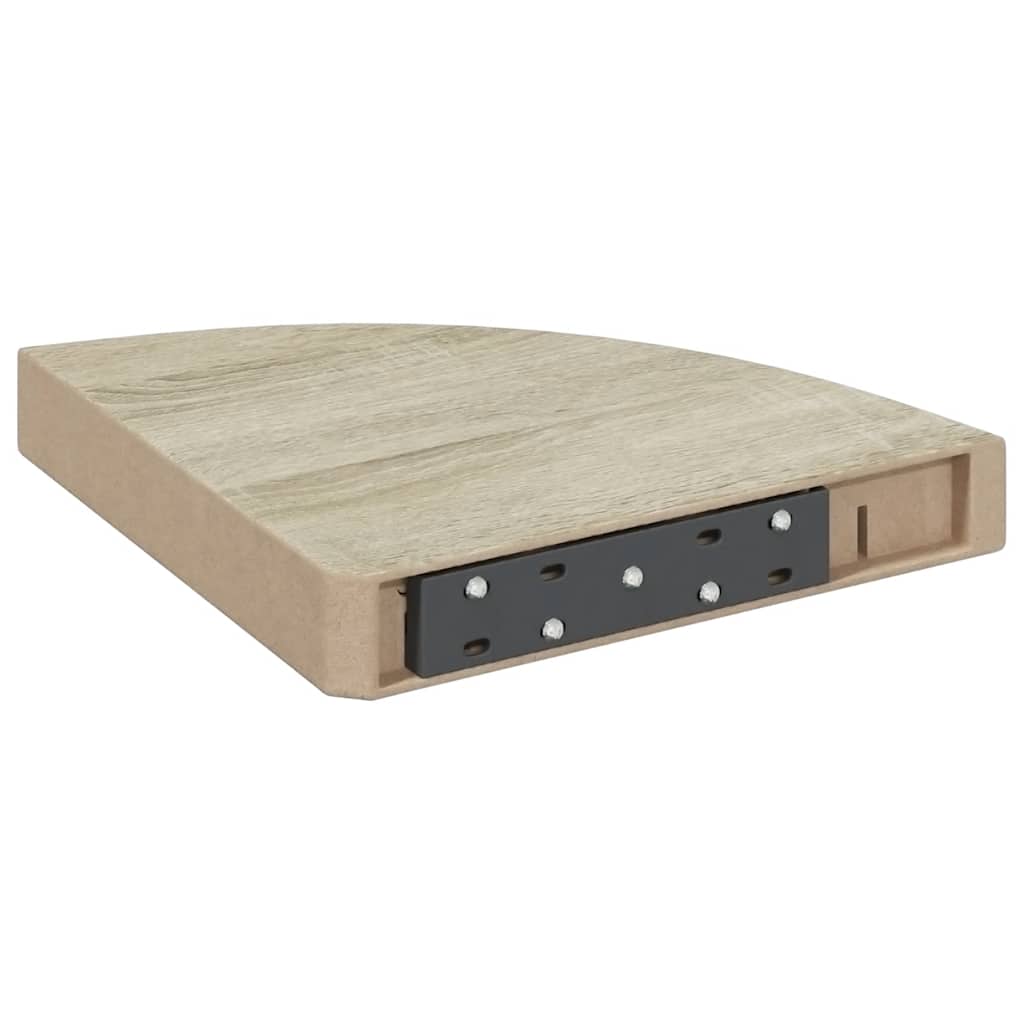 2 db fehér-tölgyszínű MDF fali sarokpolc 25 x 25 x 3,8 cm