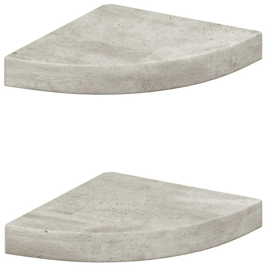 2 db betonszürke MDF fali sarokpolc 25 x 25 x 3,8 cm