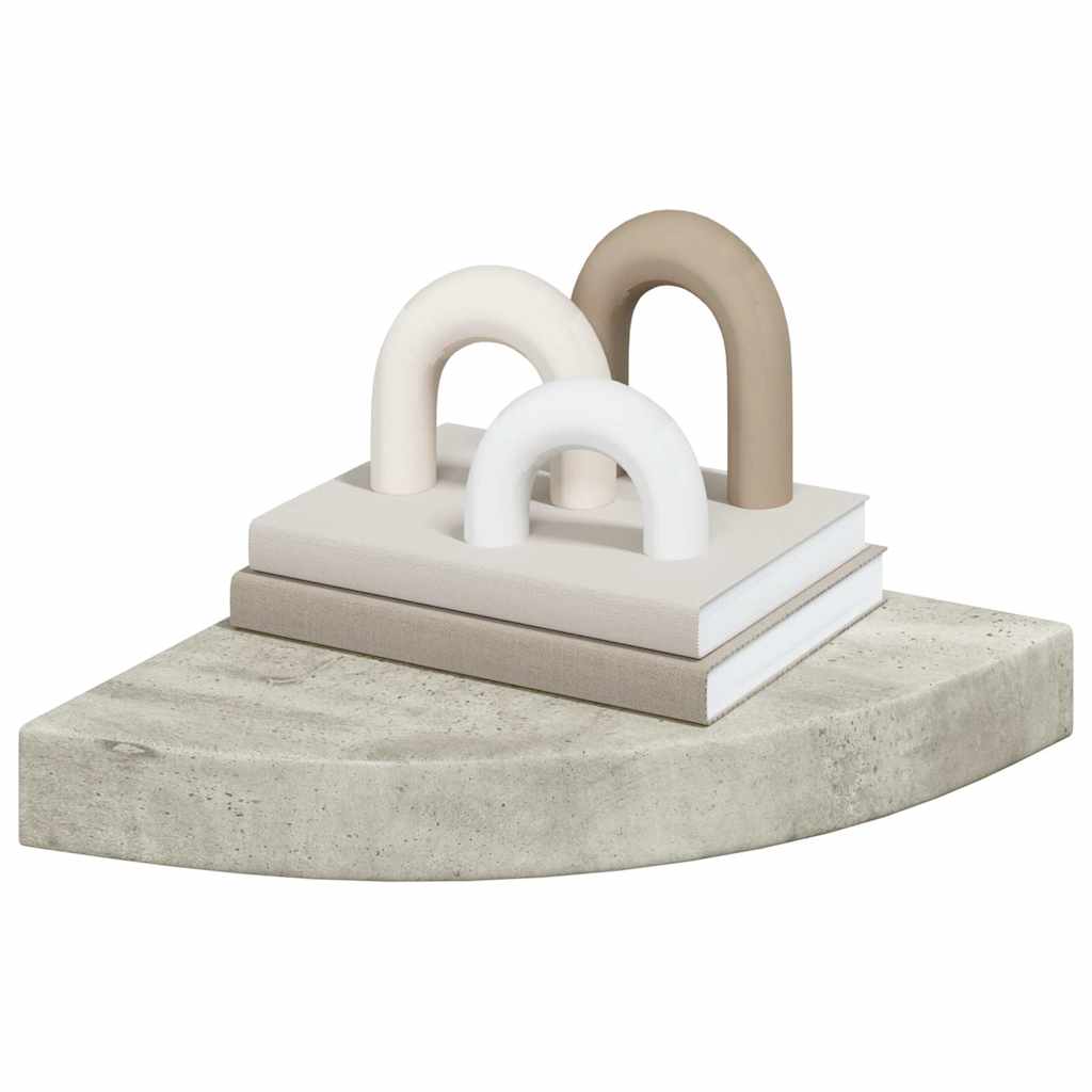4 db betonszürke MDF fali sarokpolc 25 x 25 x 3,8 cm