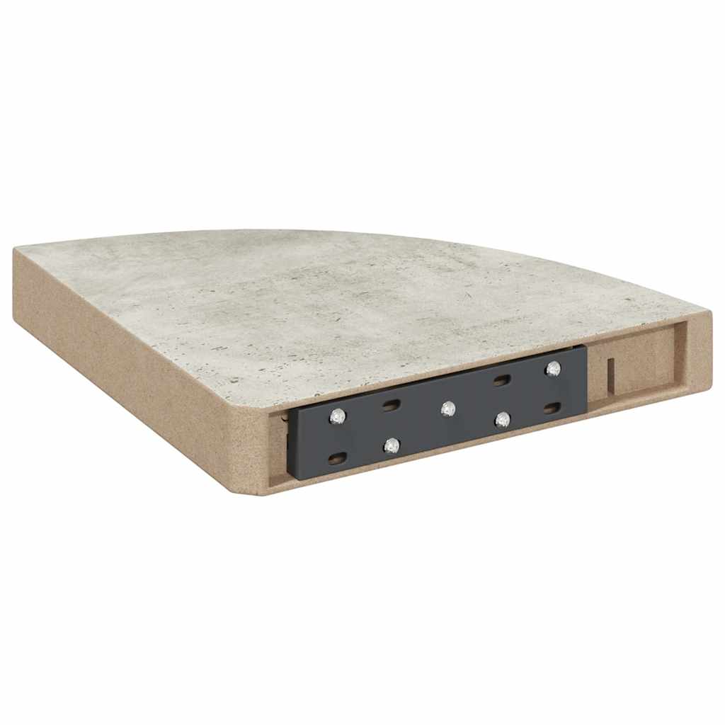 4 db betonszürke MDF fali sarokpolc 25 x 25 x 3,8 cm