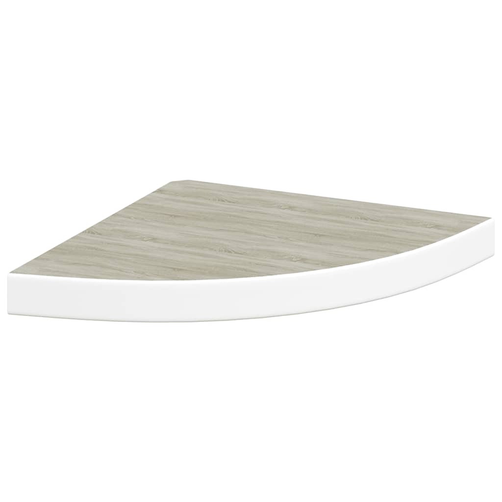 tölgyszínű és fehér MDF fali sarokpolc 35 x 35 x 3,8 cm