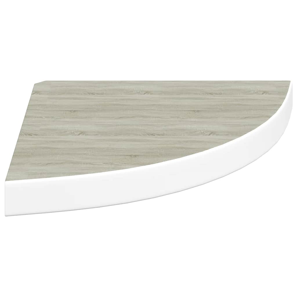 tölgyszínű és fehér MDF fali sarokpolc 35 x 35 x 3,8 cm