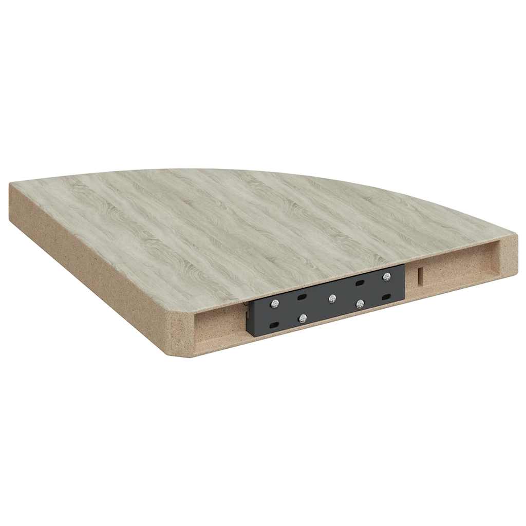 2 db tölgyszínű és fehér MDF fali sarokpolc 35 x 35 x 3,8 cm
