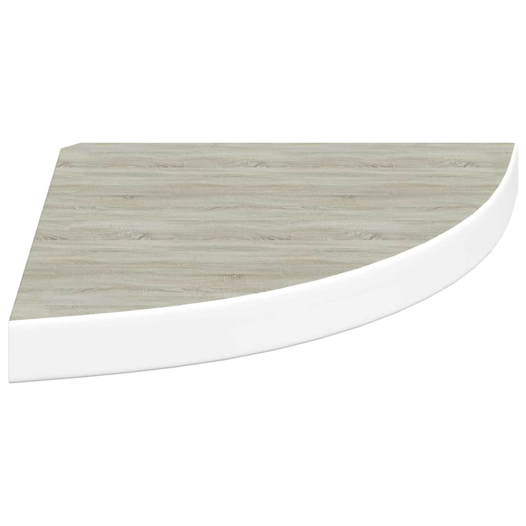 4 db tölgyszínű és fehér MDF fali sarokpolc 35 x 35 x 3,8 cm