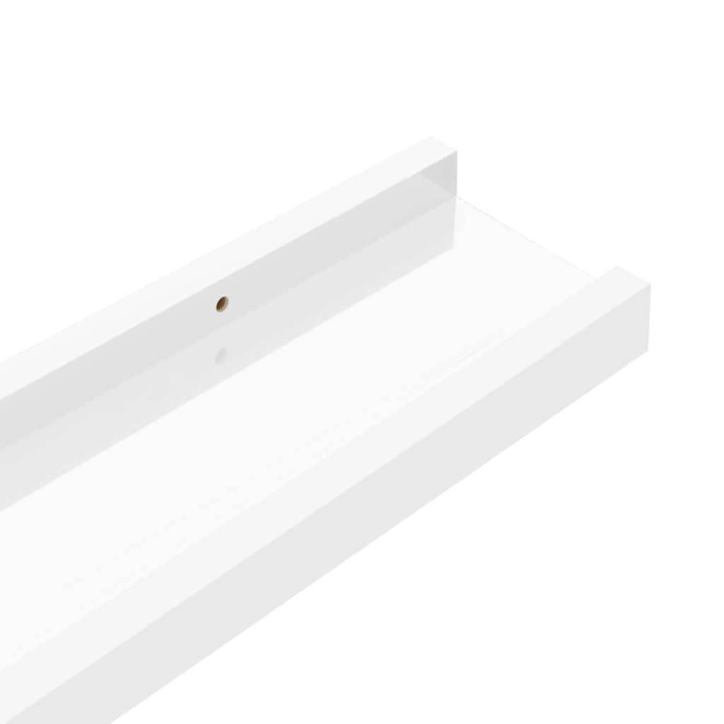 2 db magasfényű fehér fali polc 40 x 9 x 3 cm
