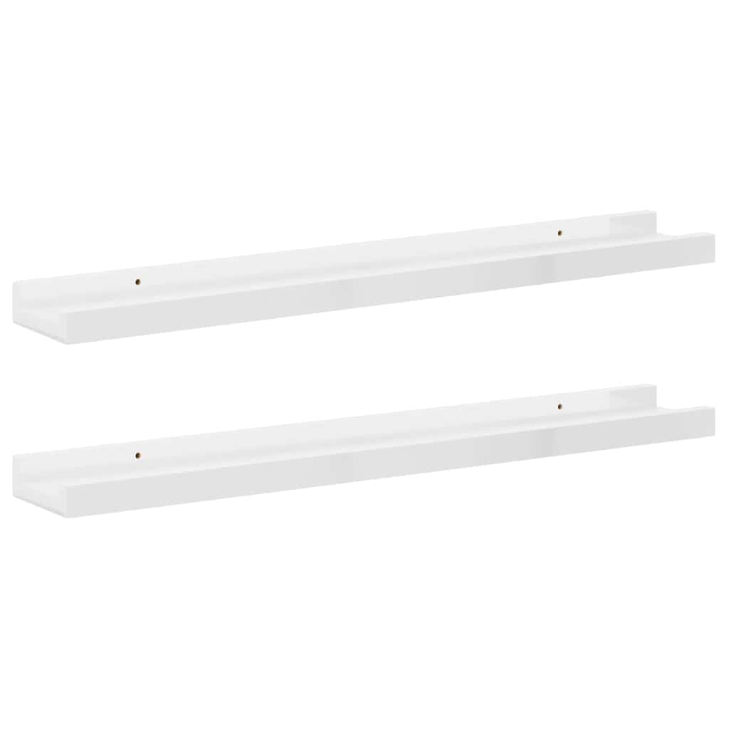 2 db magasfényű fehér fali polc 60 x 9 x 3 cm