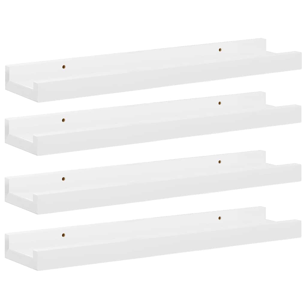 4 db magasfényű fehér fali polc 40 x 9 x 3 cm