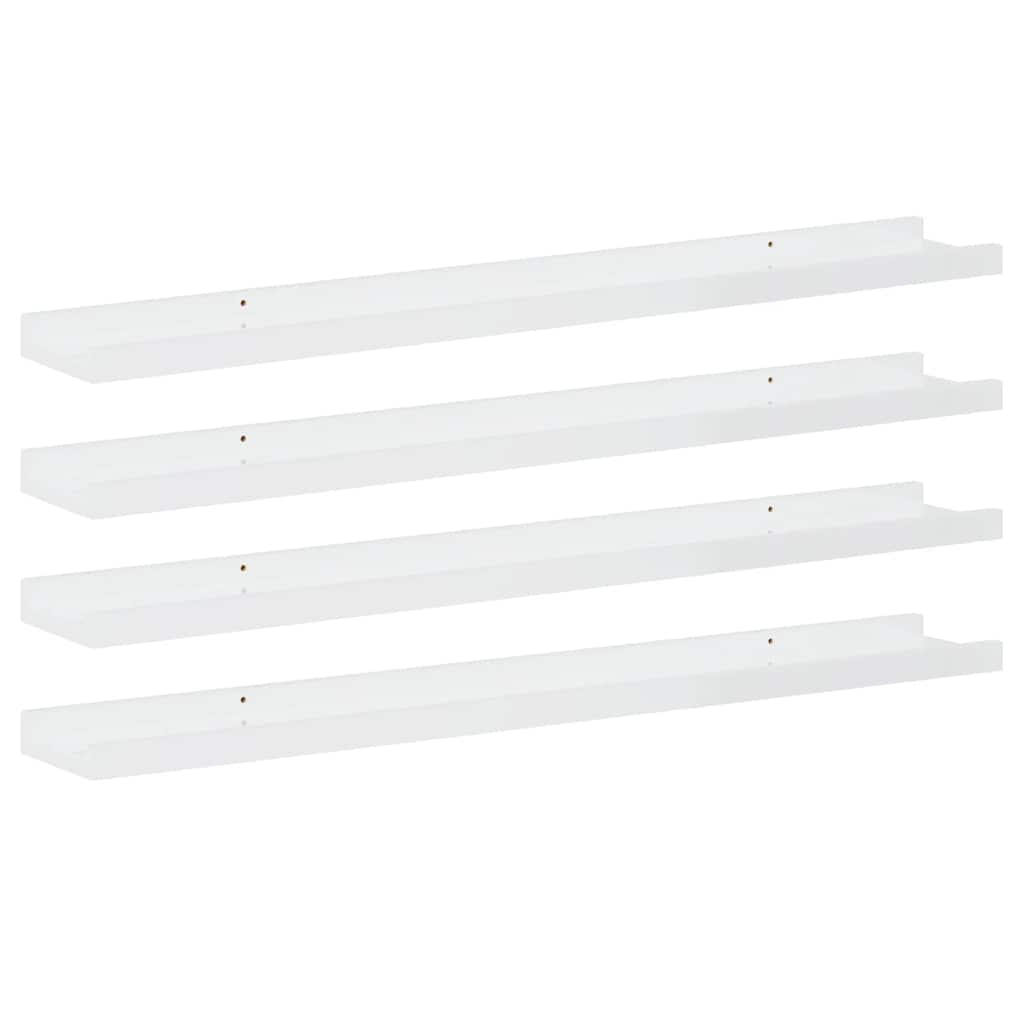 4 db magasfényű fehér fali polc 80 x 9 x 3 cm
