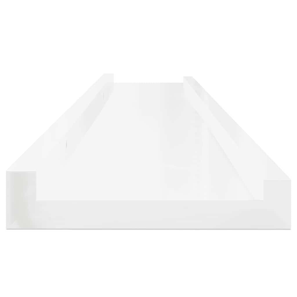 4 db magasfényű fehér fali polc 100 x 9 x 3 cm