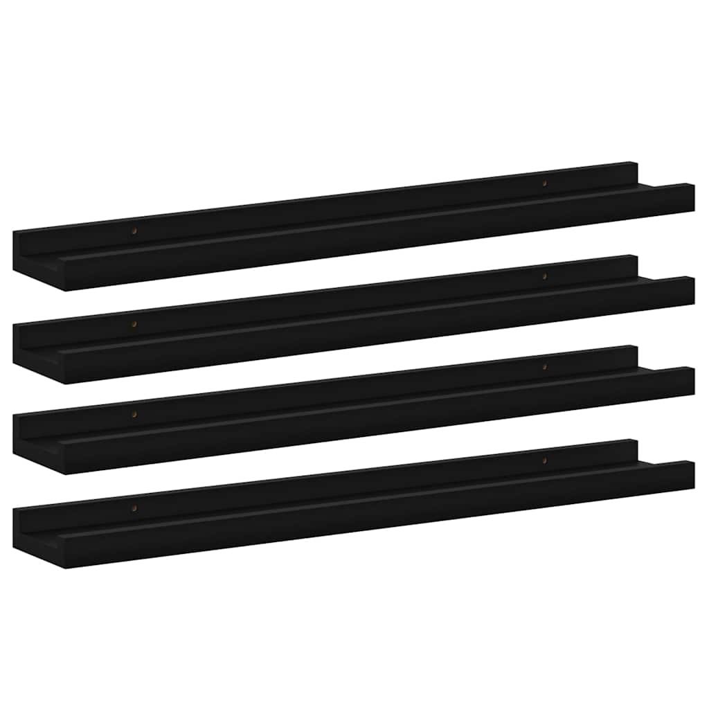 4 db fekete fali polc 60 x 9 x 3 cm
