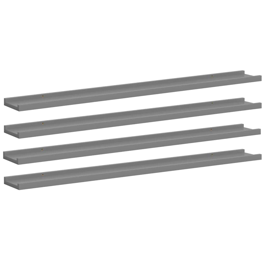 4 db szürke fali polc 100 x 9 x 3 cm