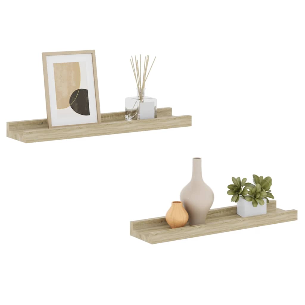 2 db sonoma tölgyfa fali polc 40 x 9 x 3 cm