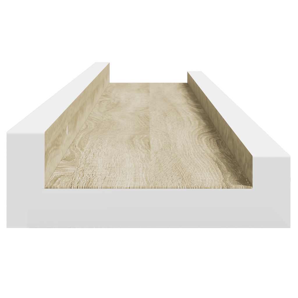 2 db fehér és sonoma tölgy színű fali polc 60 x 9 x 3 cm