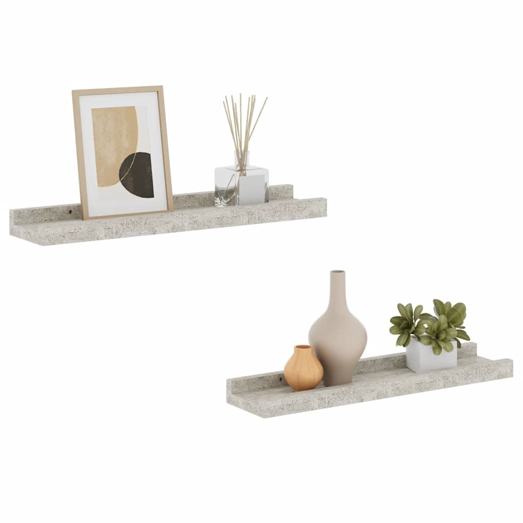 2 db betonszürke fali polc 40 x 9 x 3 cm