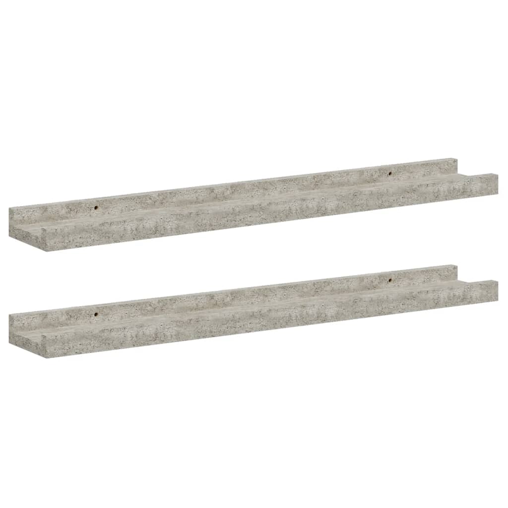 2 db betonszürke fali polc 60 x 9 x 3 cm
