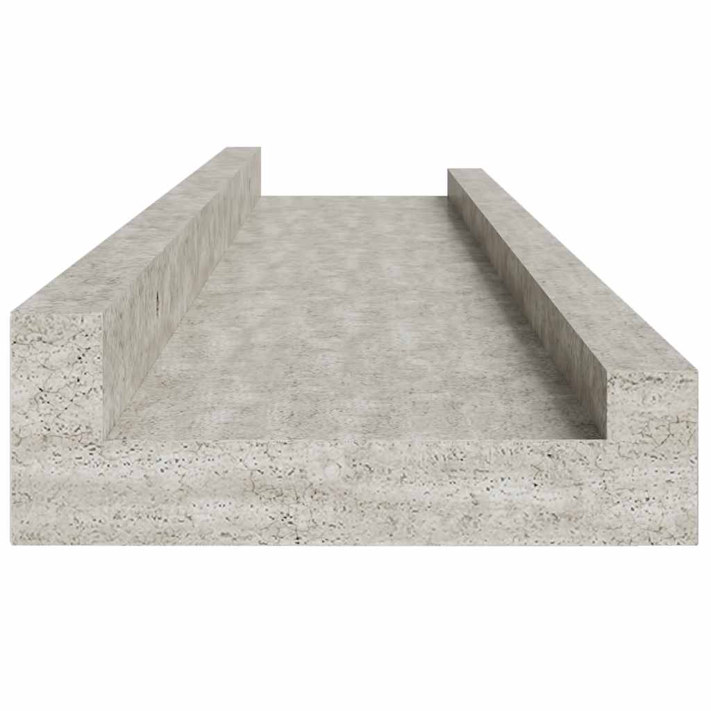 2 db betonszürke fali polc 60 x 9 x 3 cm