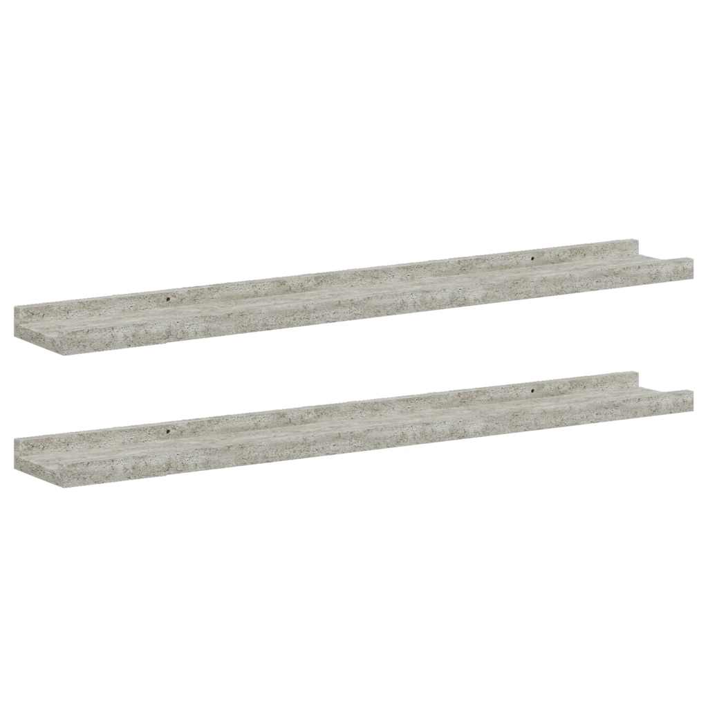 2 db betonszürke fali polc 80 x 9 x 3 cm