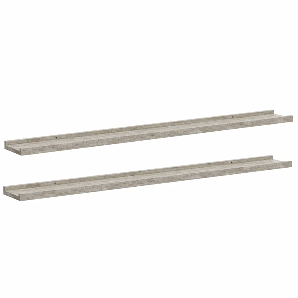 2 db betonszürke fali polc 100 x 9 x 3 cm