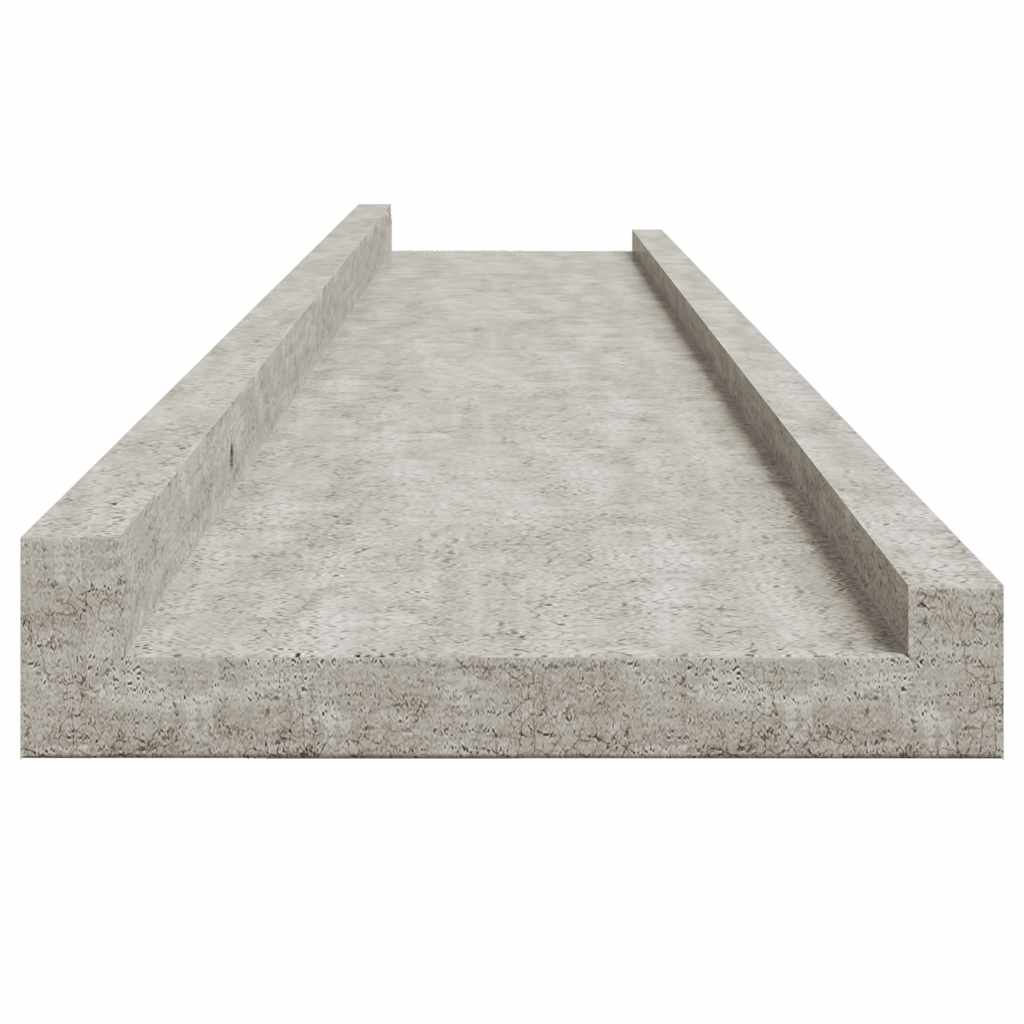 2 db betonszürke fali polc 100 x 9 x 3 cm